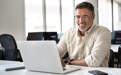 Person working on a laptop