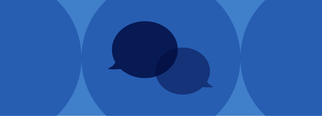 Illustration of two overlapping speech bubbles
